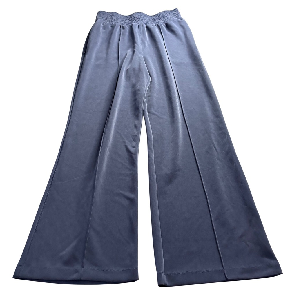 Sweaty Betty Wide Leg Pintuck Pants Blue Grey Smocked Waist Recycled Sz S US 6